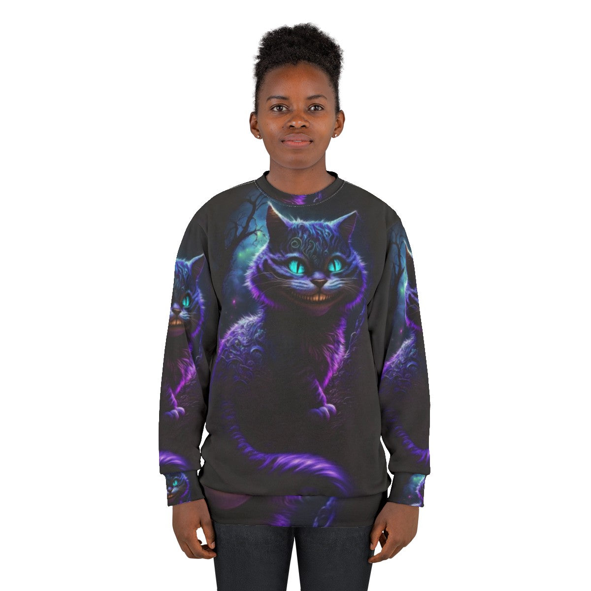 Cheshire Cat Sweatshirt 2 - Abstract, Exotic Alice in Wonderland Inspired Graphic Sweatshirt - women