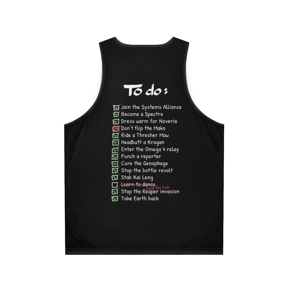 Commander Shepard's To-Do List Unisex Tank Top - Back