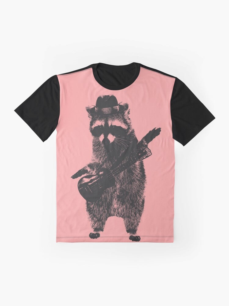 Illustration of a cute raccoon holding a ukulele - Flat lay