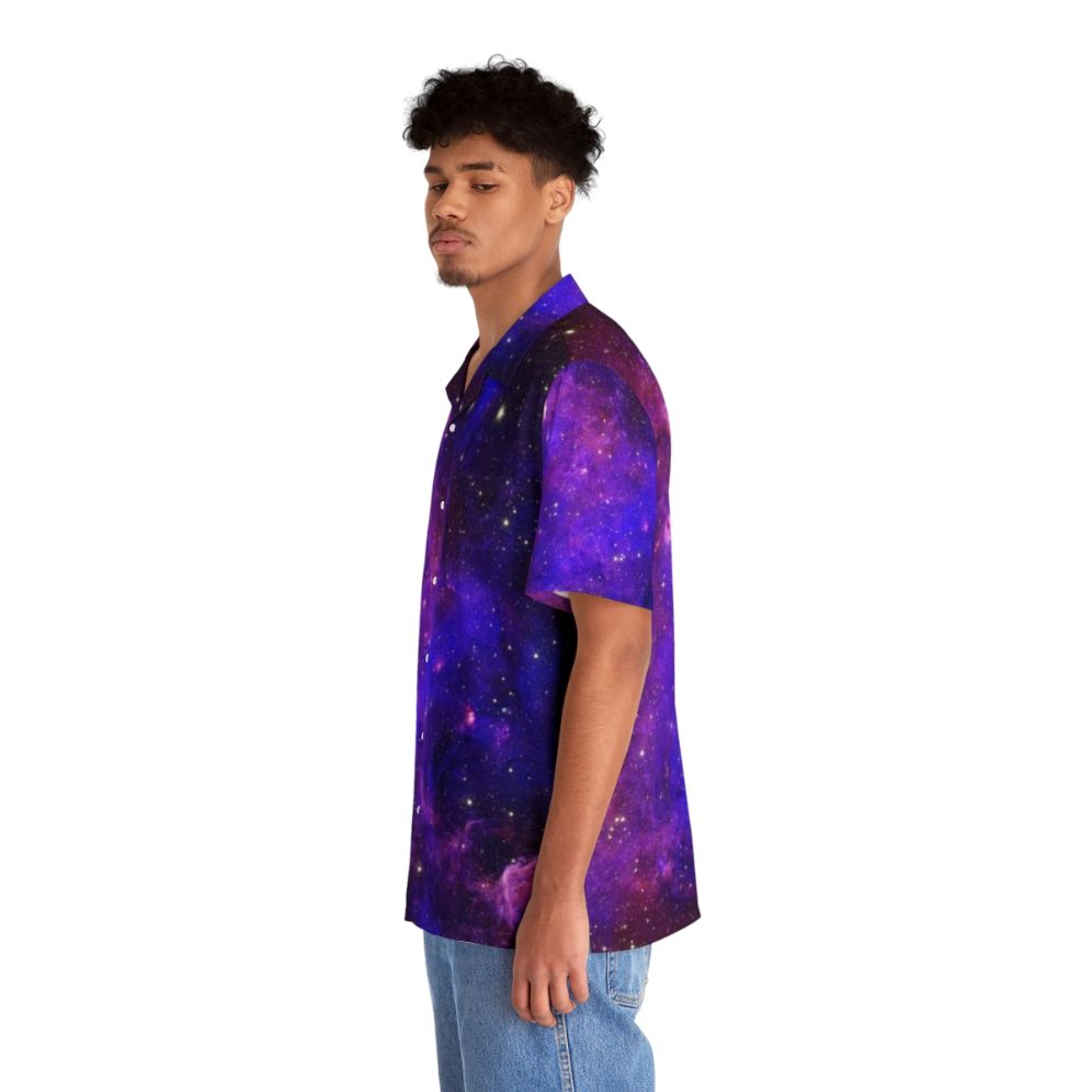 Galaxy design Hawaiian shirt featuring stars, planets, and cosmic patterns - People Left