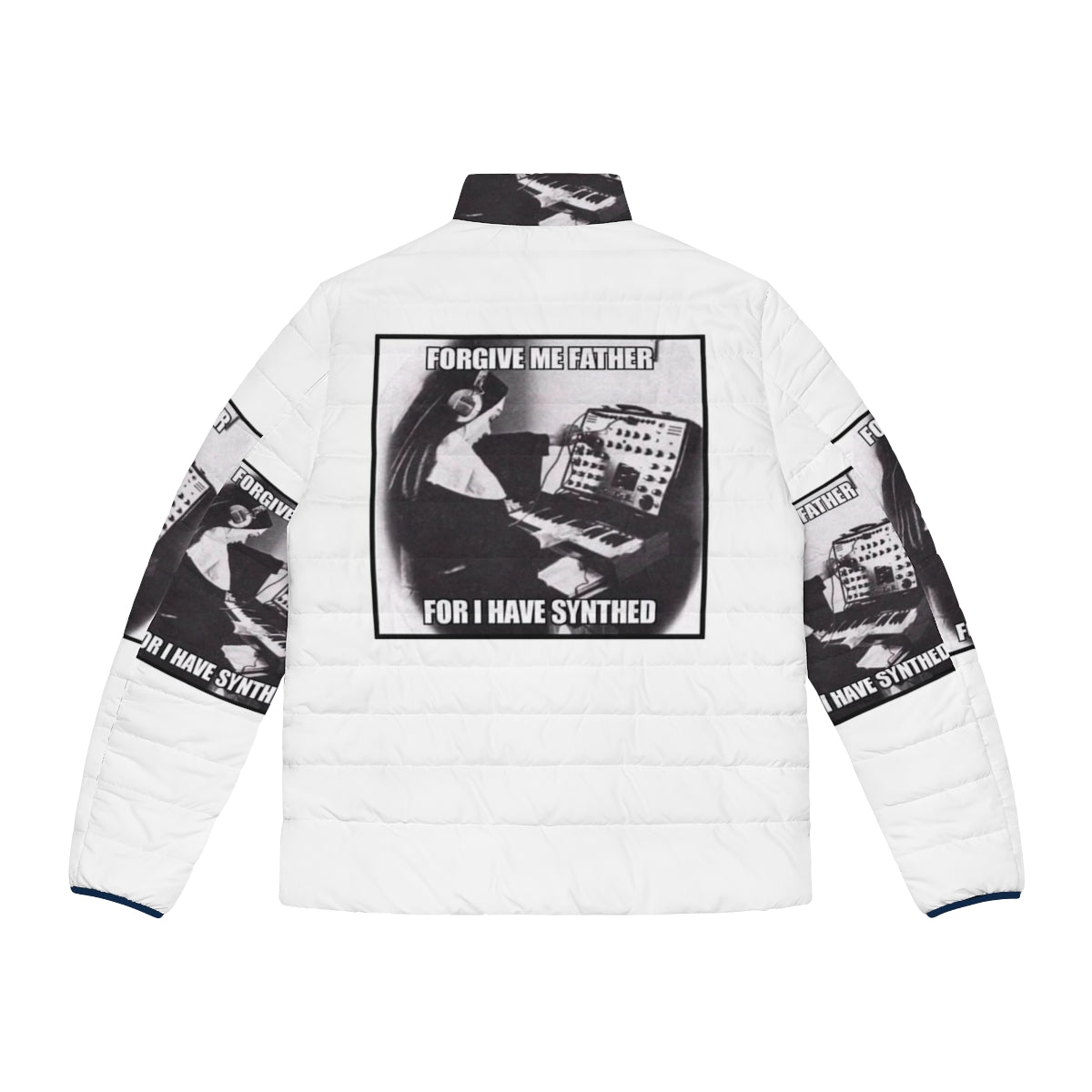 The Weeknd 'Forgive Me Father' Puffer Jacket featuring XOTWOD music quotes and hip hop inspired fashion - Back