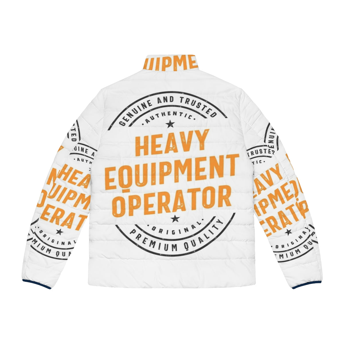 Heavy equipment operator wearing an insulated puffer jacket - Back