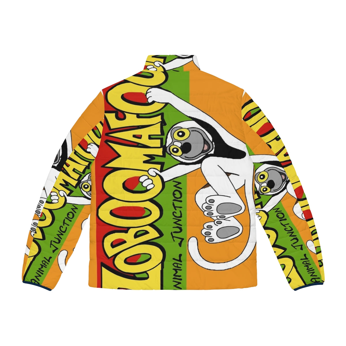 Zoboomafoo-inspired puffer jacket featuring a lemur design - Back