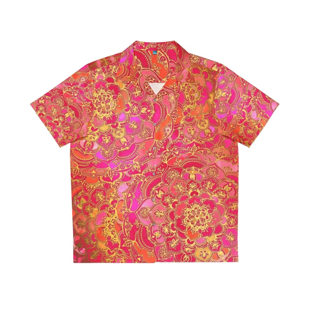 Vibrant metallic floral pattern Hawaiian shirt