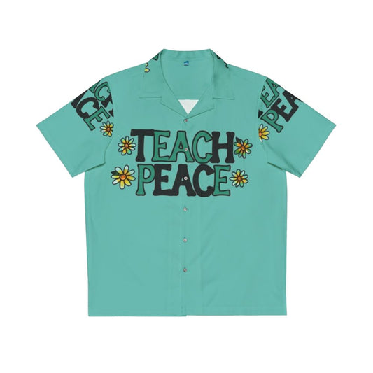 Teach Peace Hawaiian Shirt, featuring a colorful floral design