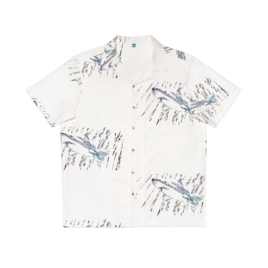 Tropical Hawaiian shirt with shark and ocean life design