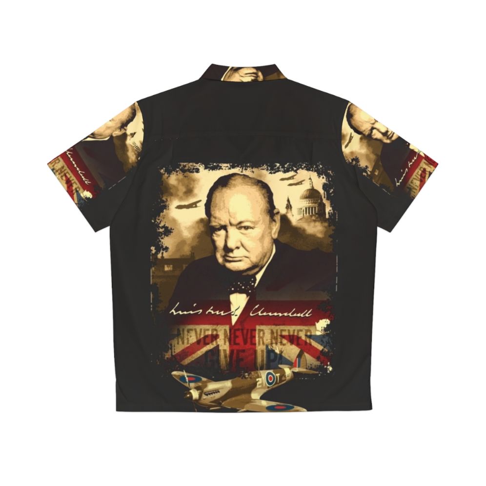 Winston Churchill Patriotic WWII British Hawaiian Shirt - Back