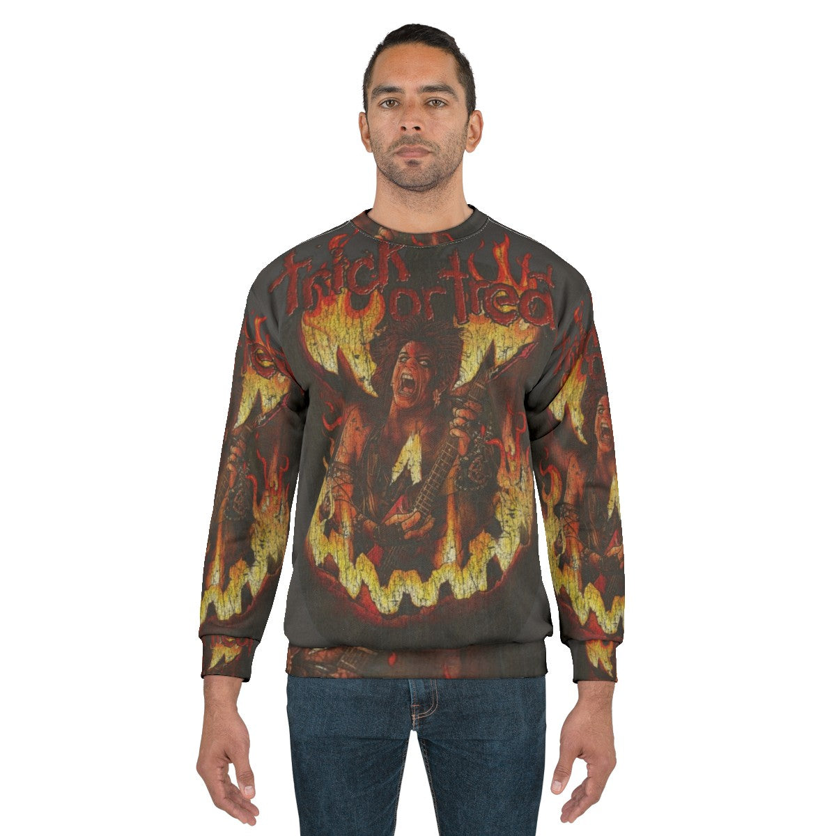 Retro 1980s Trick or Treat Heavy Metal Sweatshirt - men