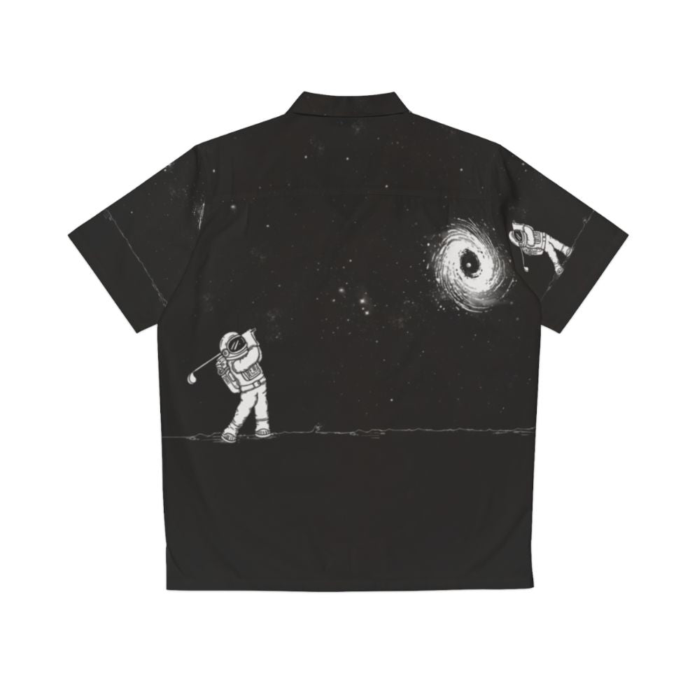 Black hole in one Hawaiian shirt with space and golf elements - Back