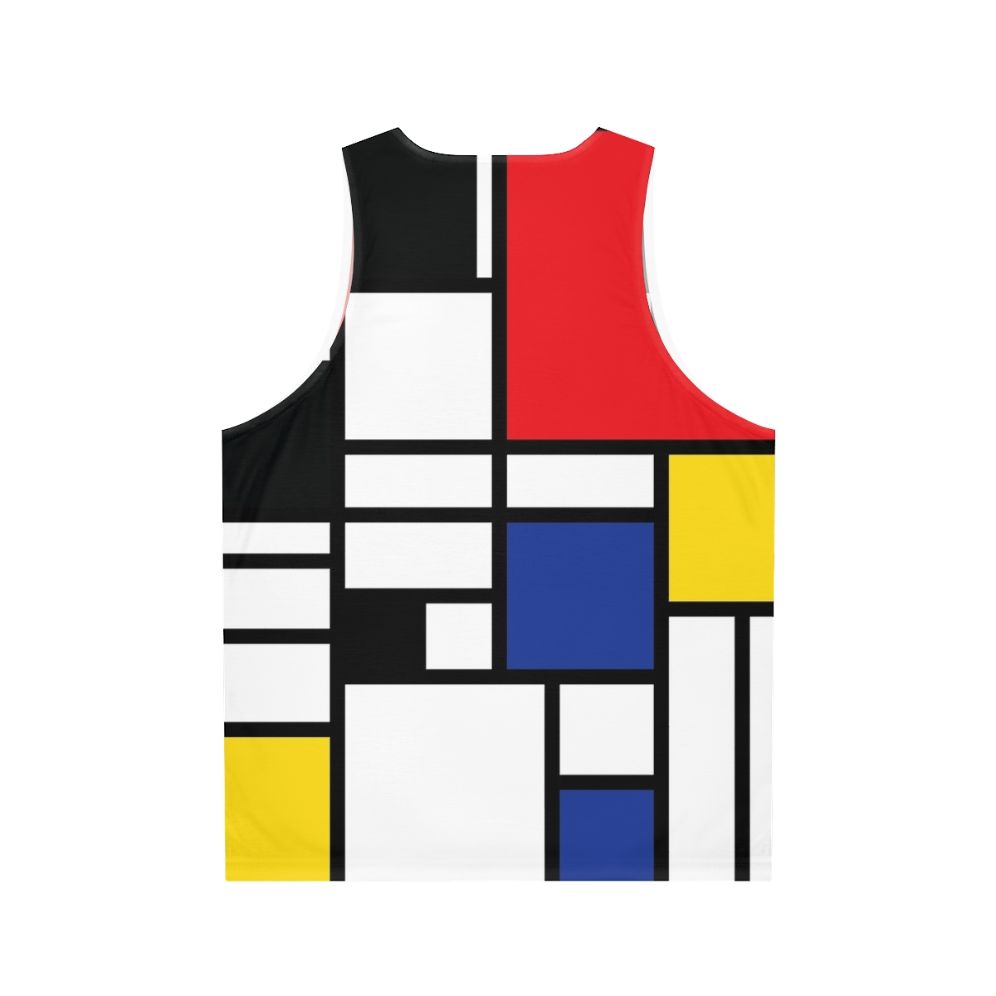 De Stijl Unisex Tank Top with Mondrian-inspired Primary Color Blocks - Back