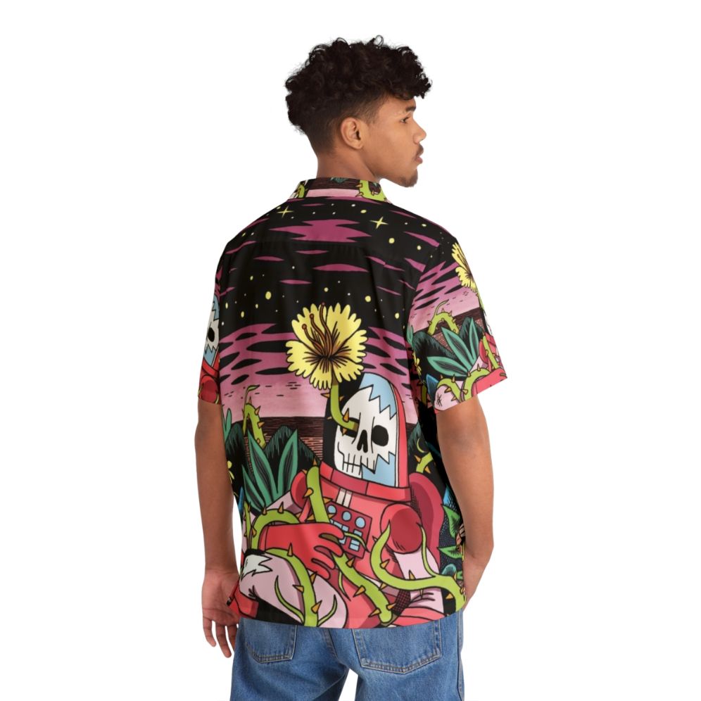 hawaiian flower astronaut skeleton shirt cosmic space themed - People Back