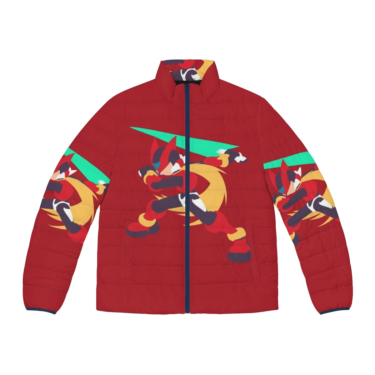 Mega Man Zero Puffer Jacket with character artwork