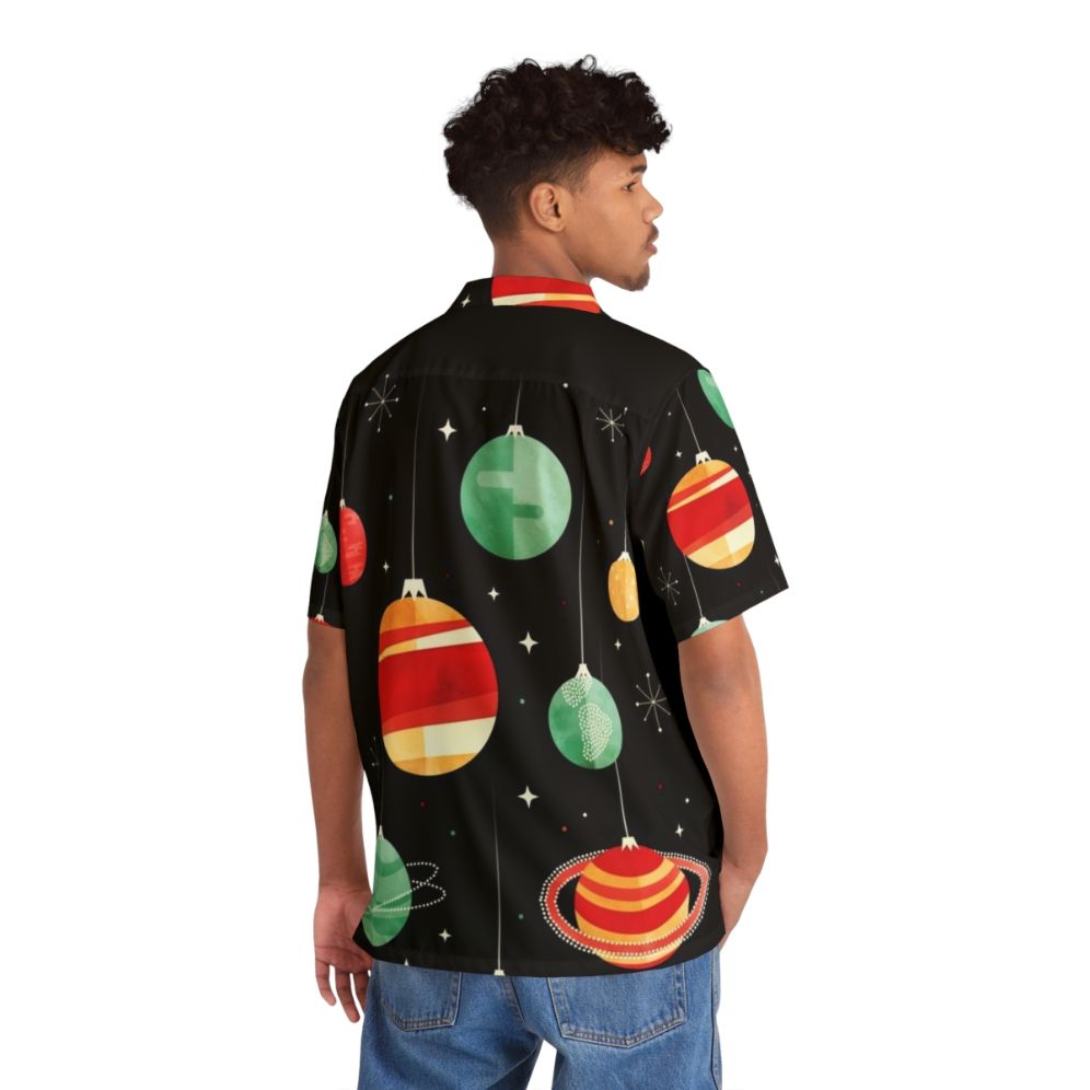 Cosmic Christmas Joy Hawaiian Shirt with planets, stars, and vintage-inspired design - People Back