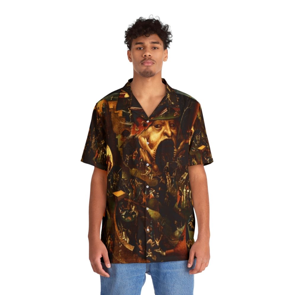 Hieronymus Bosch's "Christ in Limbo" inspired tropical Hawaiian shirt - People Front