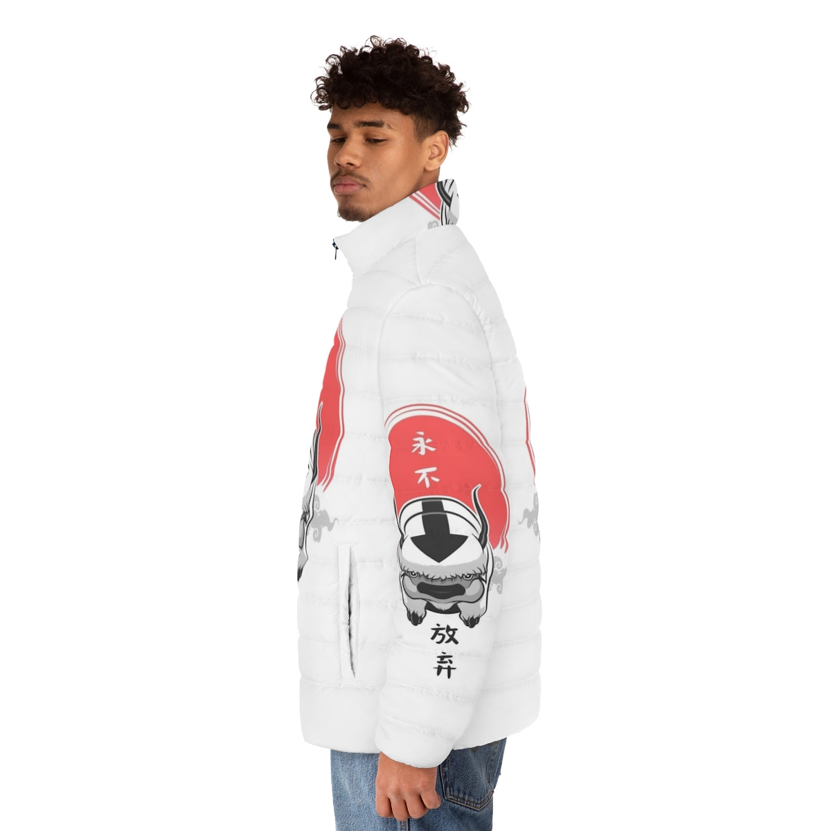 Avatar The Last Airbender Puffer Jacket featuring Japanese Sumi-e inspired artwork - men side left