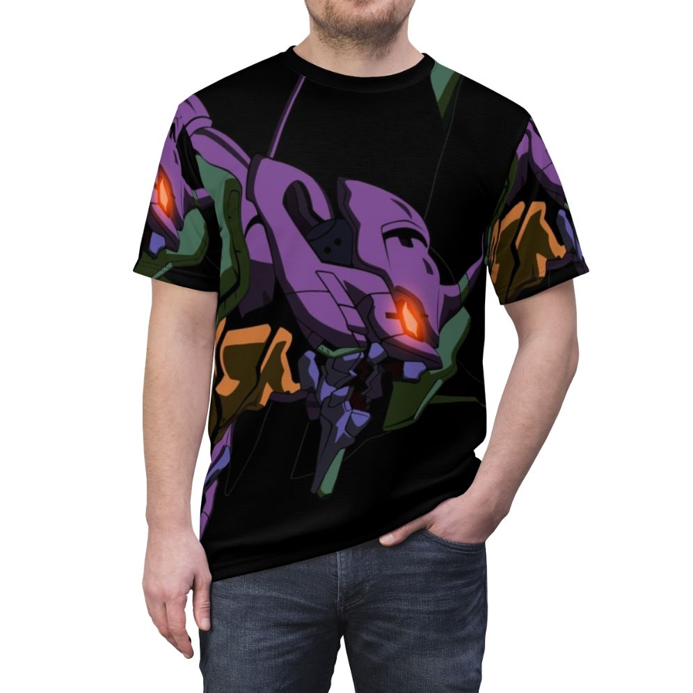 Evangelion Unit 01 inspired t-shirt featuring the iconic mecha from the Neon Genesis Evangelion anime series - men front