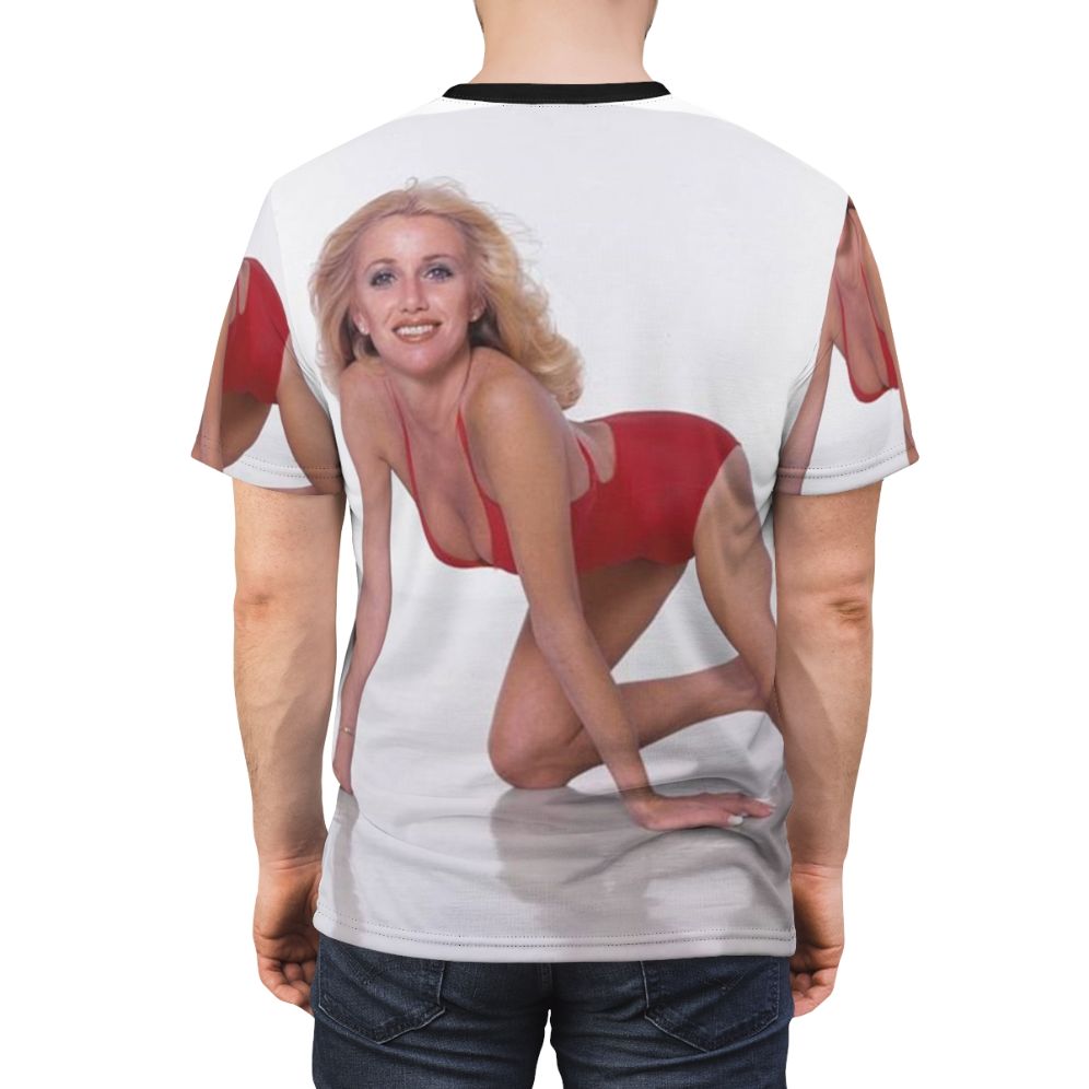 Retro Suzanne Somers inspired t-shirt featuring a classic 1970s Hollywood celebrity design - men back