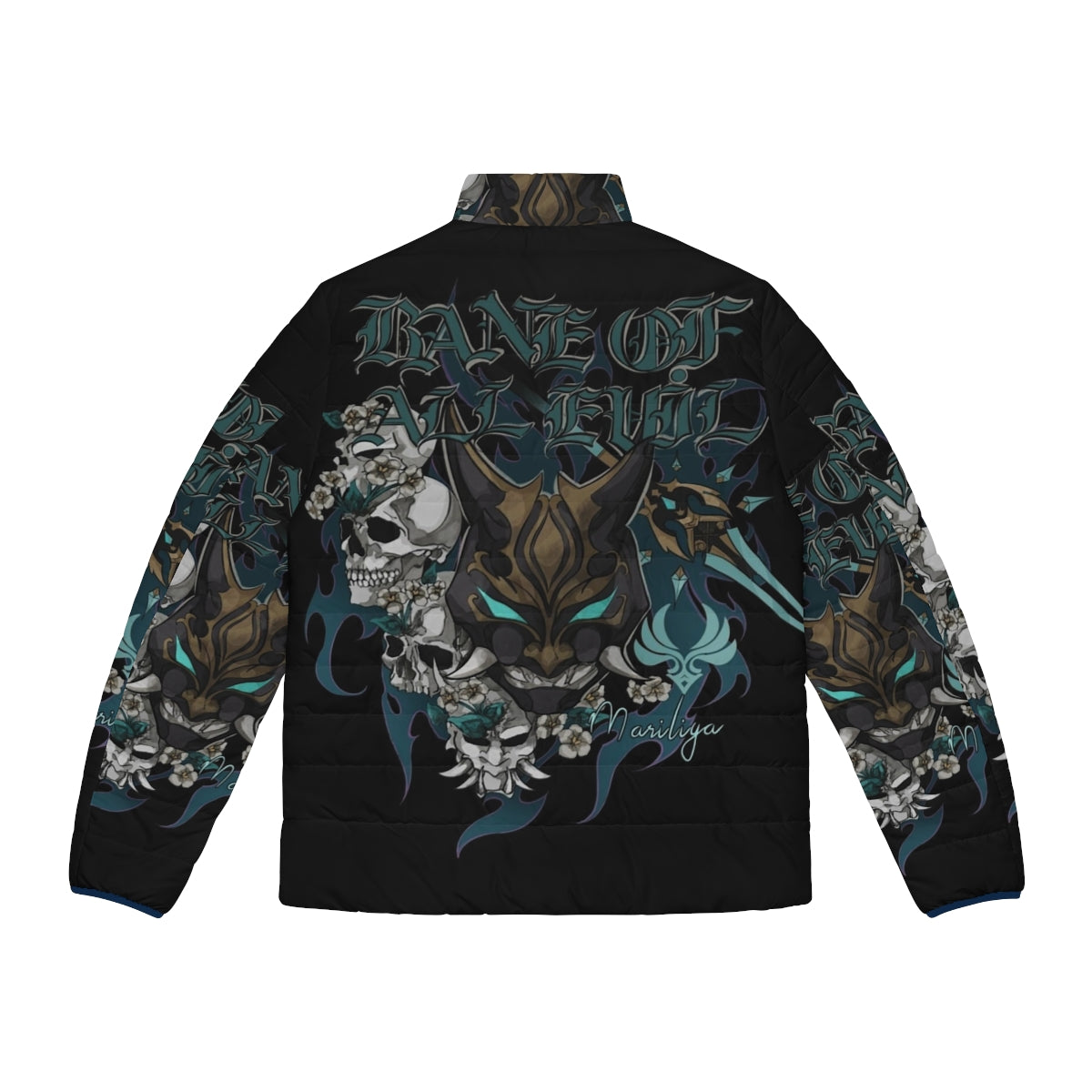 Xiao metal punk puffer jacket inspired by Genshin Impact characters - Back