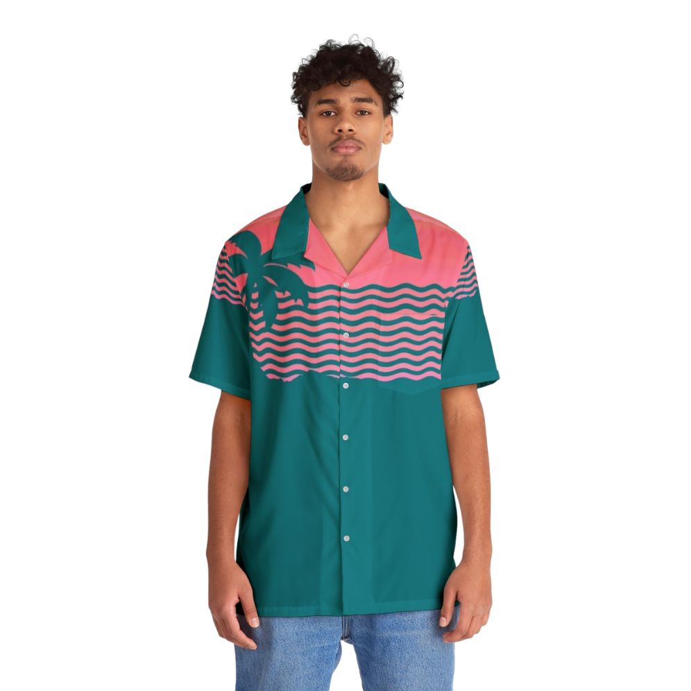 Sunset Fade Hawaiian Shirt with Indie Music and Vaporwave Aesthetic - People Front