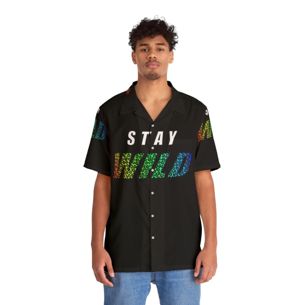 Vibrant Hawaiian Shirt with Stay Wild and Ben Azelart Design - People Front