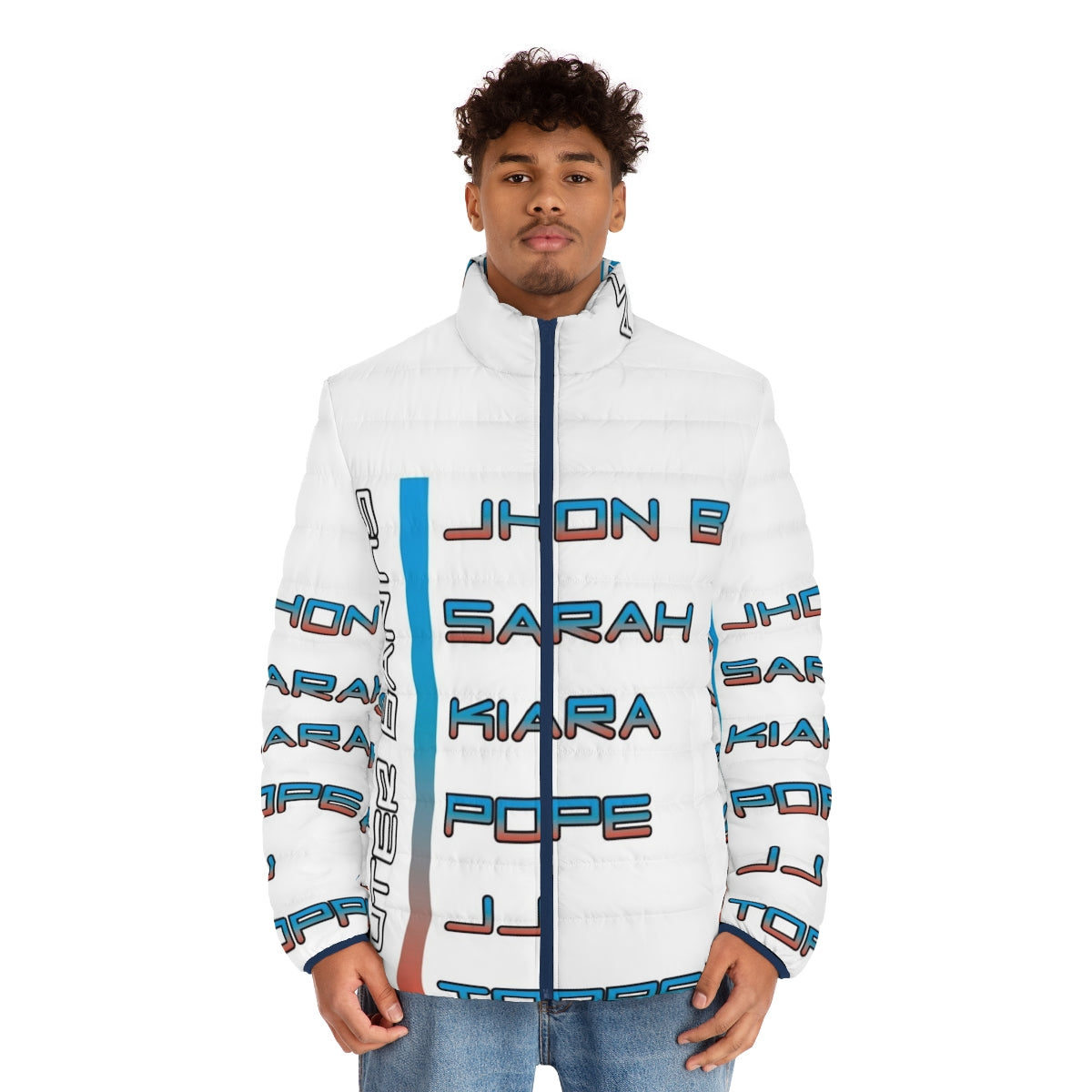 Outer Banks Characters Puffer Jacket with OBX Apparel Design - men front