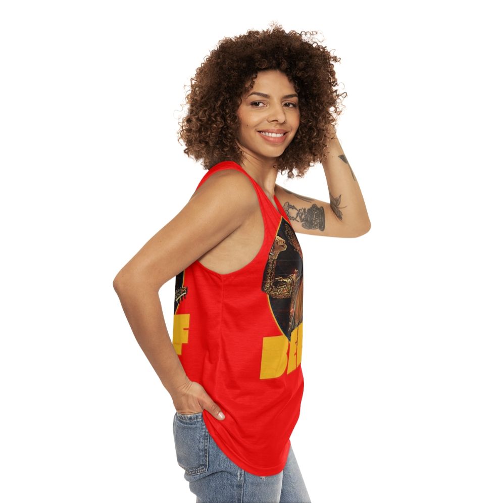 Unisex tank top with 'Salutations From The Other Side' graphic - women side