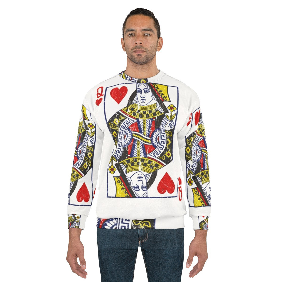 Queen of Hearts Playing Card Sweatshirt - men