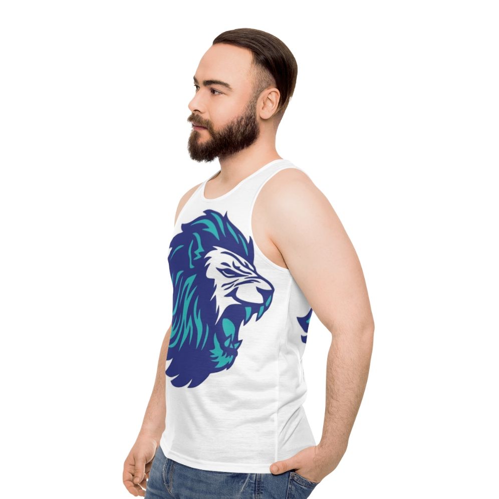 Blue Unisex Tank Top with Legendary Animal Power Design - men side