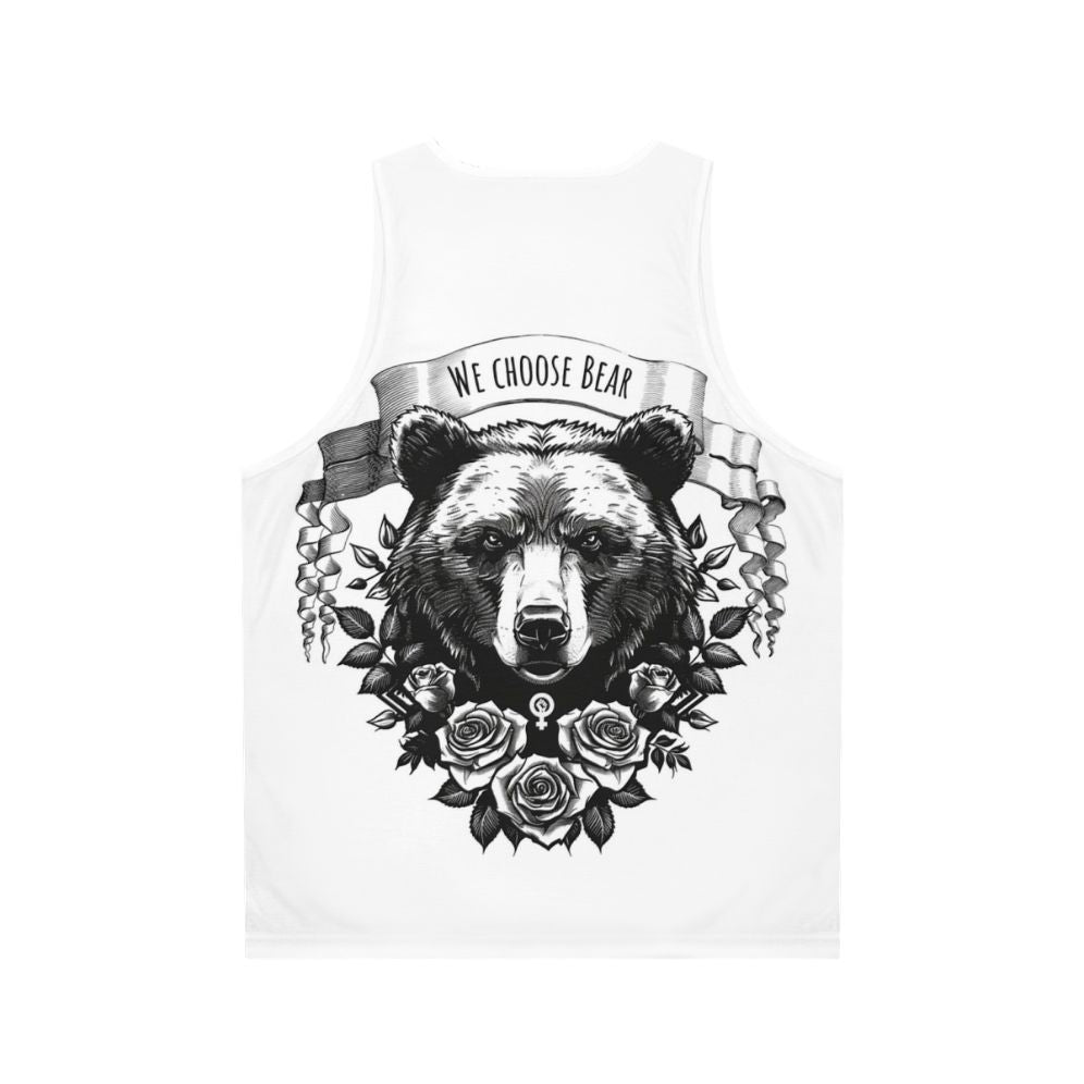 Unisex bear themed tank top for feminists - Back