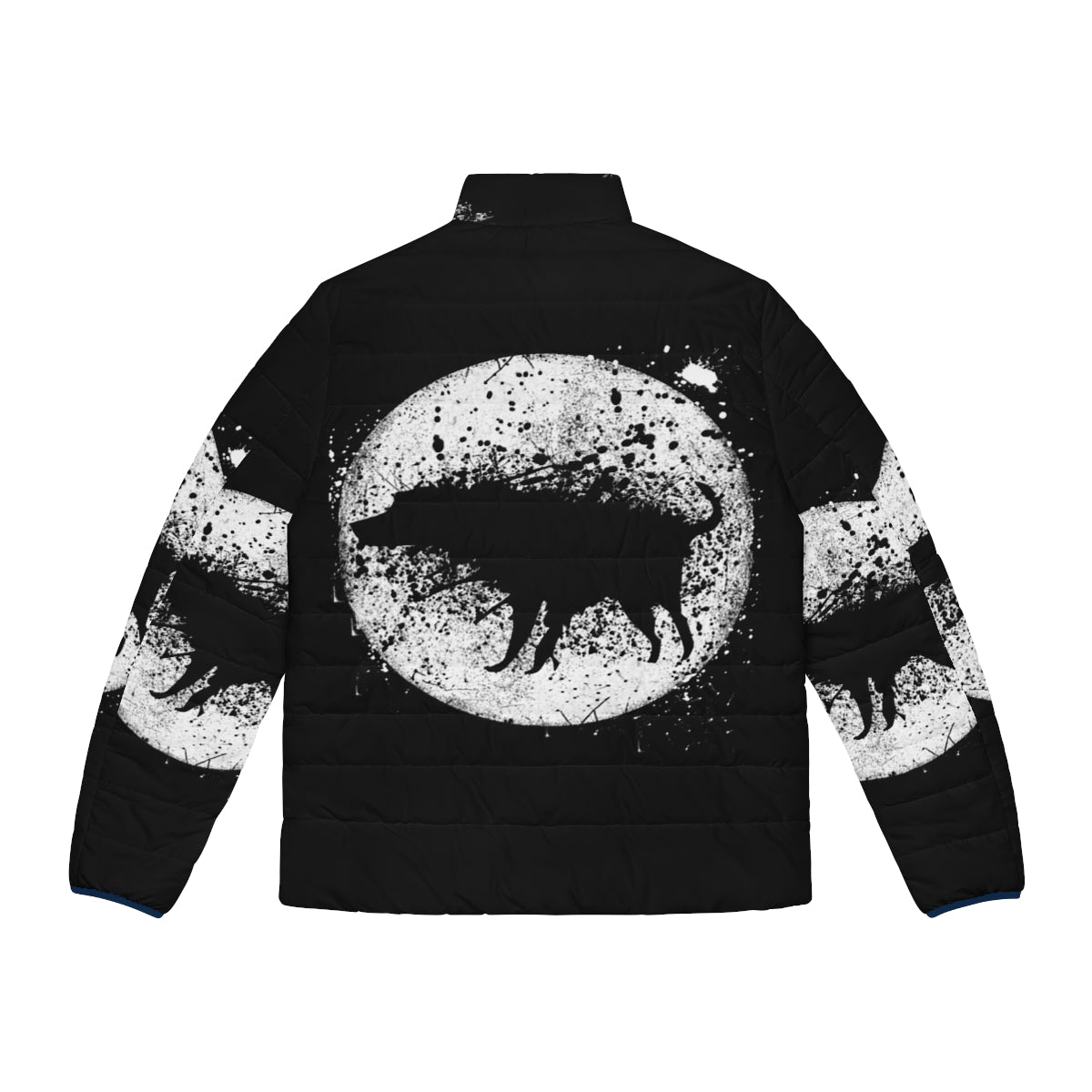 Banksy Splash Dog and Moon Puffer Jacket featuring street art inspired design - Back