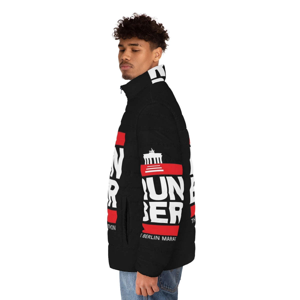 Berlin Marathon Puffer Jacket - Warm and Stylish Running Gear for Marathon Runners - men side left