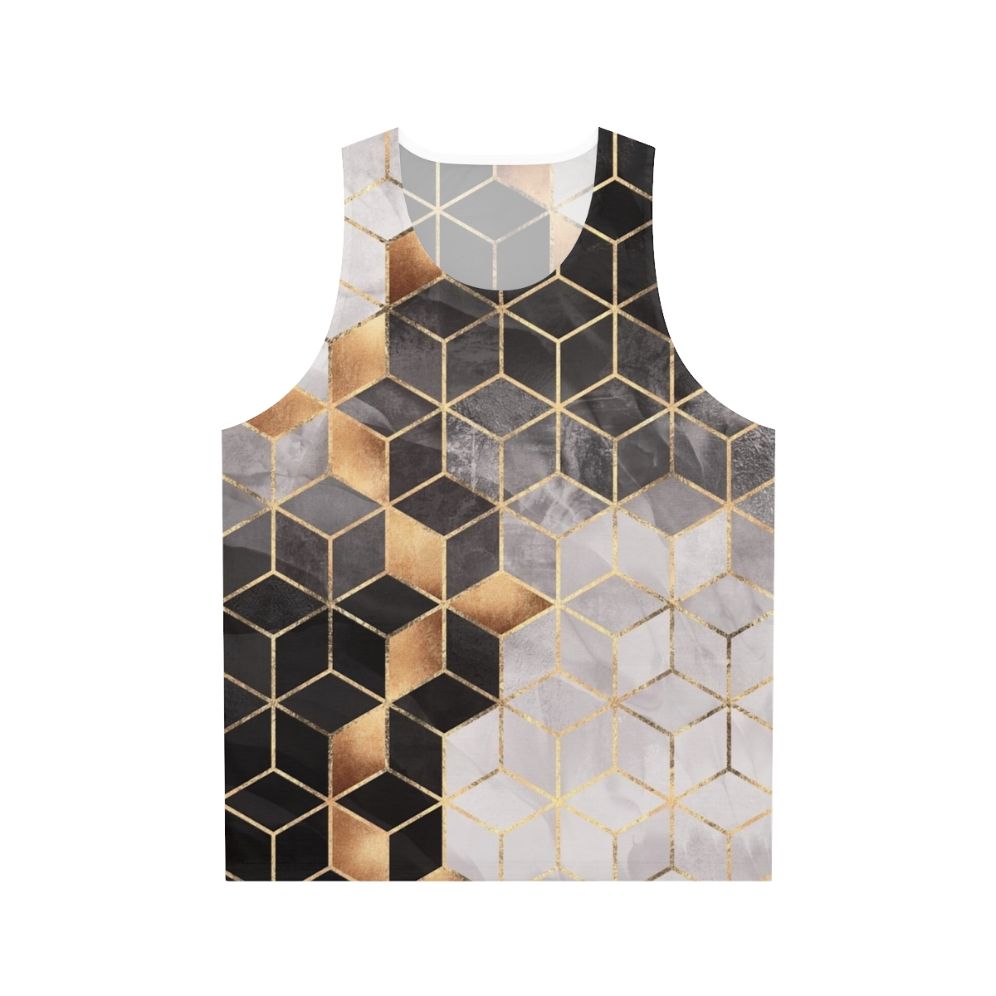 Geometric cubed pattern unisex tank top