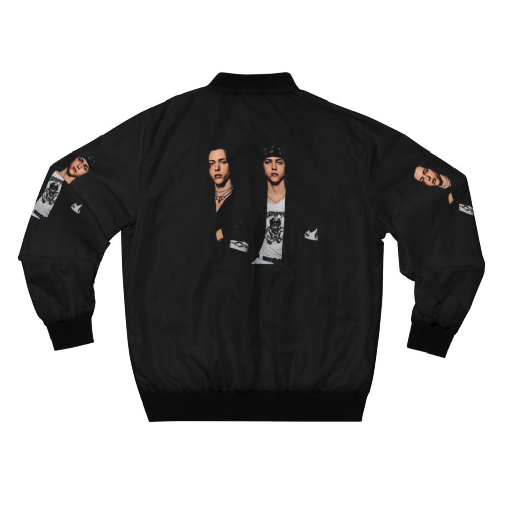 The Garden Band Bomber Jacket featuring the band members and their music style - Back