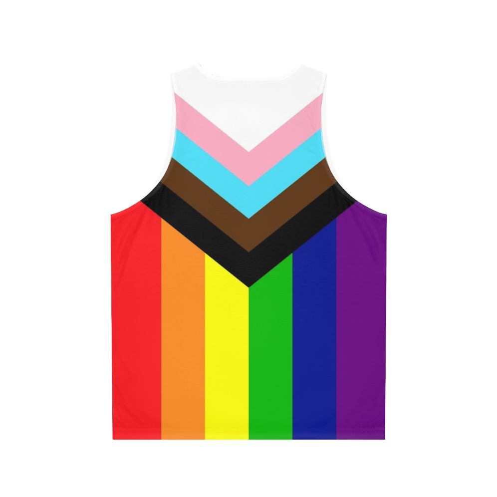 Unisex tank top with progressive rainbow pride flag - Back