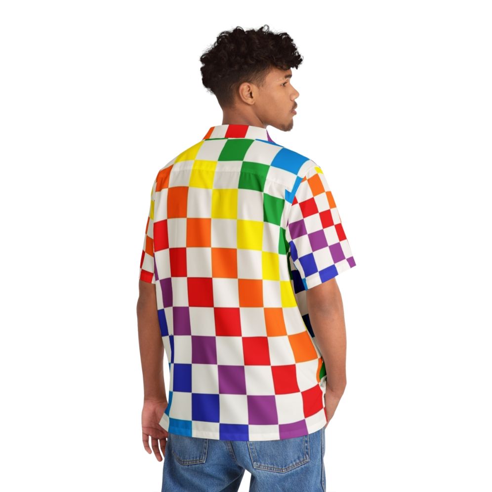 Checkered rainbow pattern hawaiian shirt - People Back