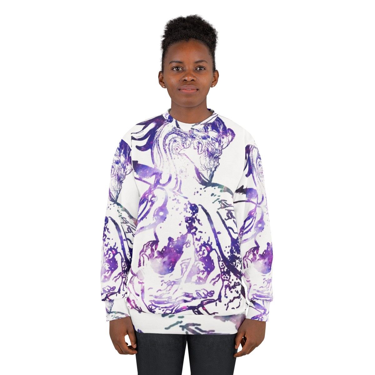 Aurelion Sol Galaxy Sweatshirt with Cosmic Star Pattern - women