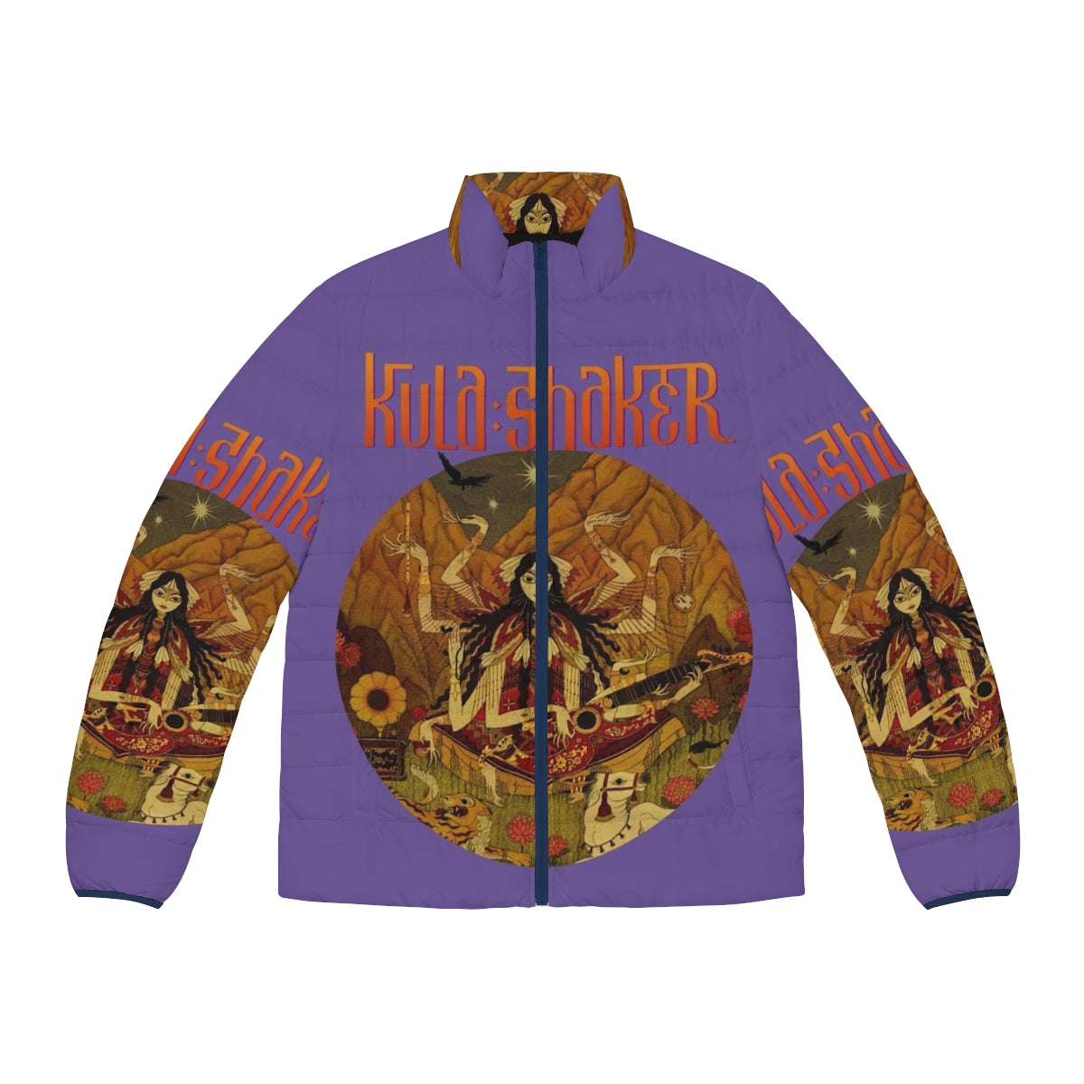 Kula Shaker inspired retro puffer jacket with a cozy and stylish design