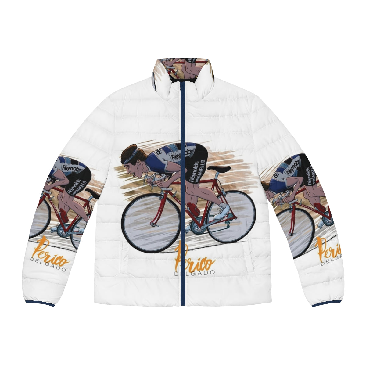 Perico Delgado "Le Fou des Pyrénées" Puffer Jacket featuring cycling inspired design