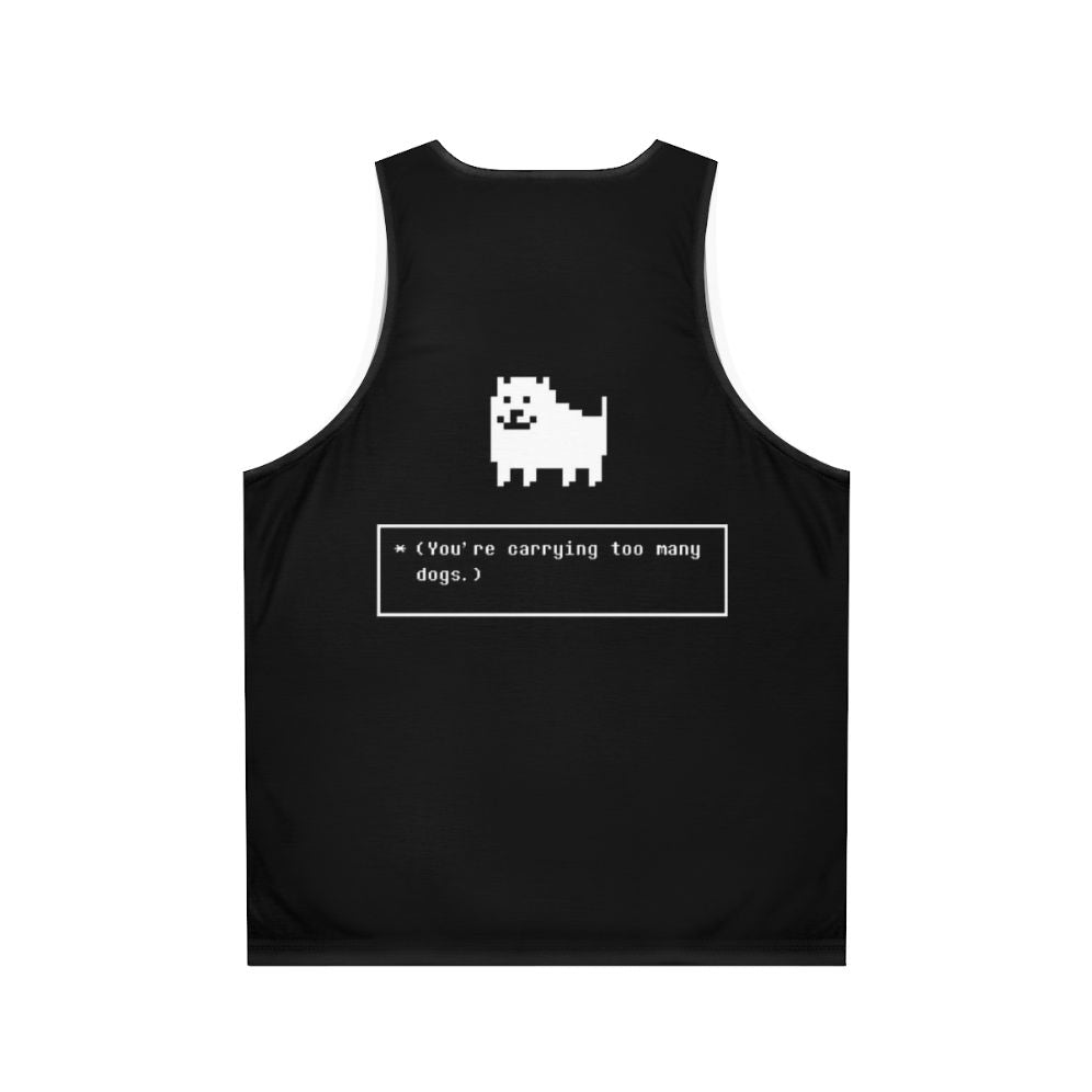 Unisex tank top with annoying dog design inspired by Undertale - Back