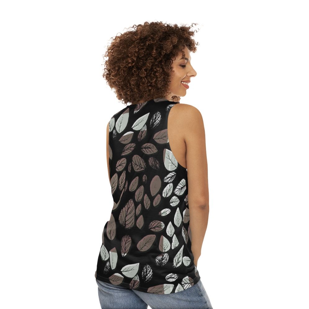 Desaturated leaves unisex tank top - women back