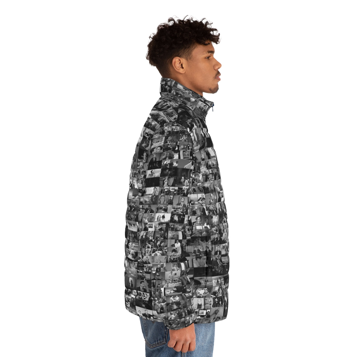 The Office themed puffer jacket featuring characters and iconic scenes from the hit TV show - men side right