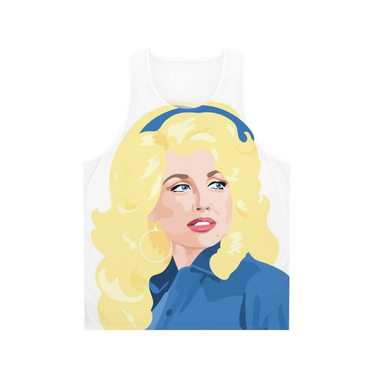 Unisex tank top featuring a young Dolly Parton in color