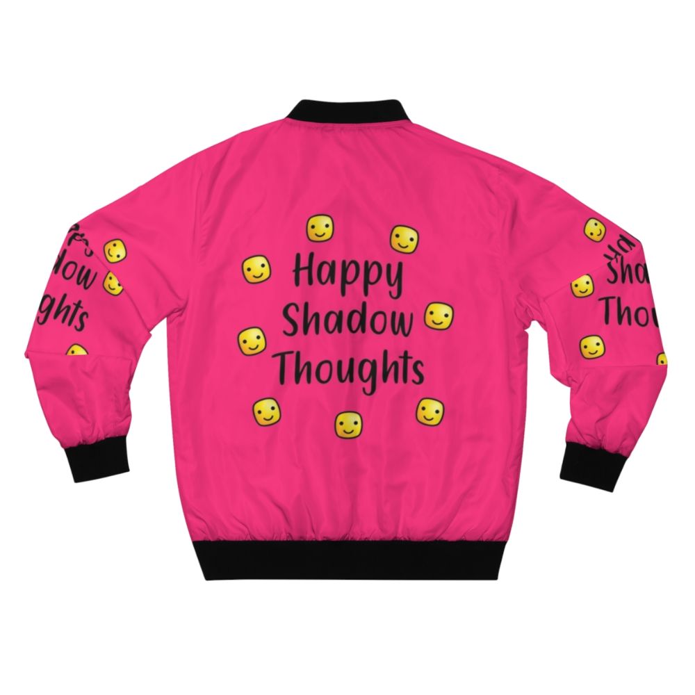 Happy Shadow Thoughts Bomber Jacket with Motivational Quote - Back