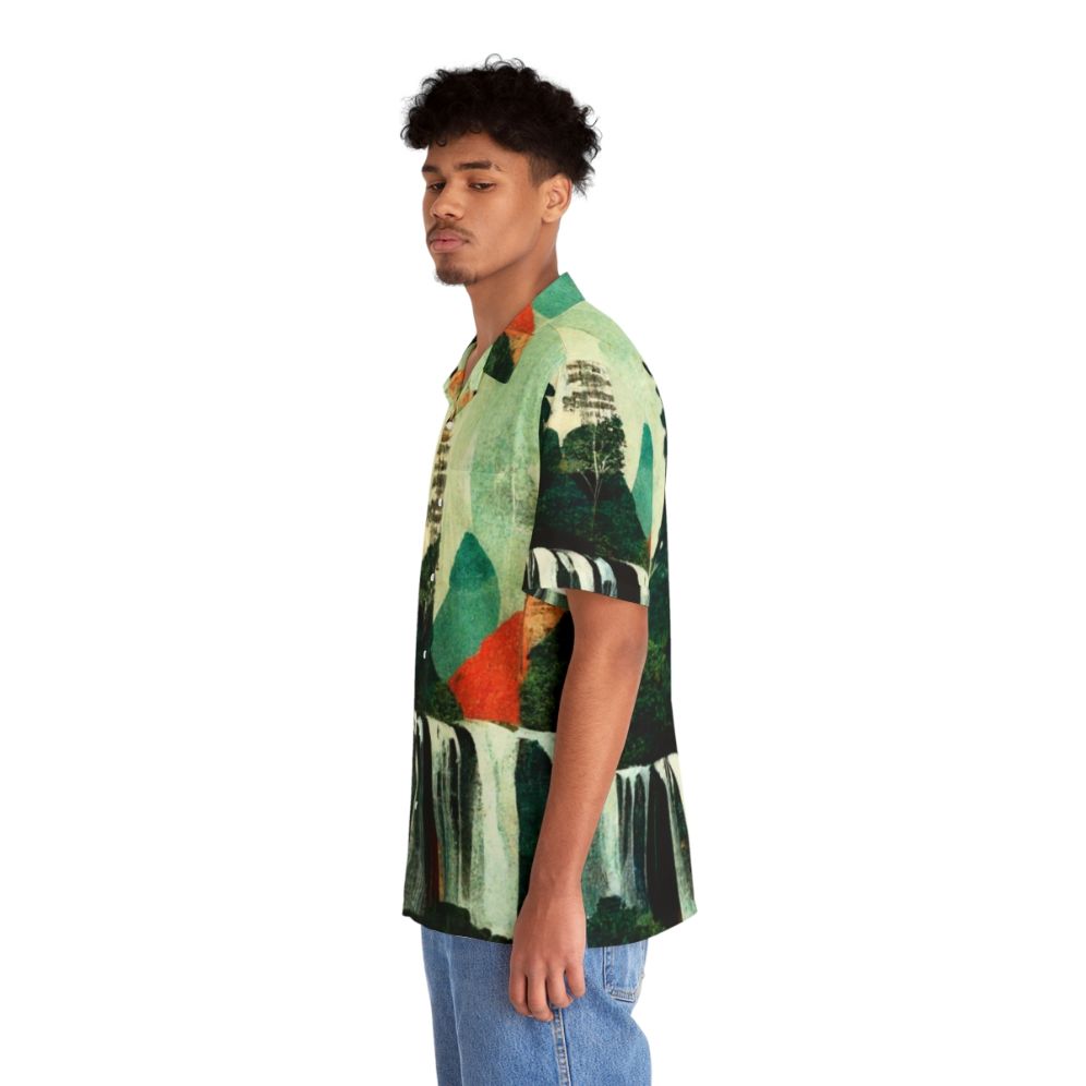 Waterfalls Artwork Collage Hawaiian Shirt - People Left