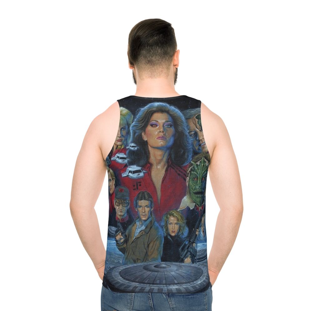 Retro V Visitors Unisex Tank Top - men back