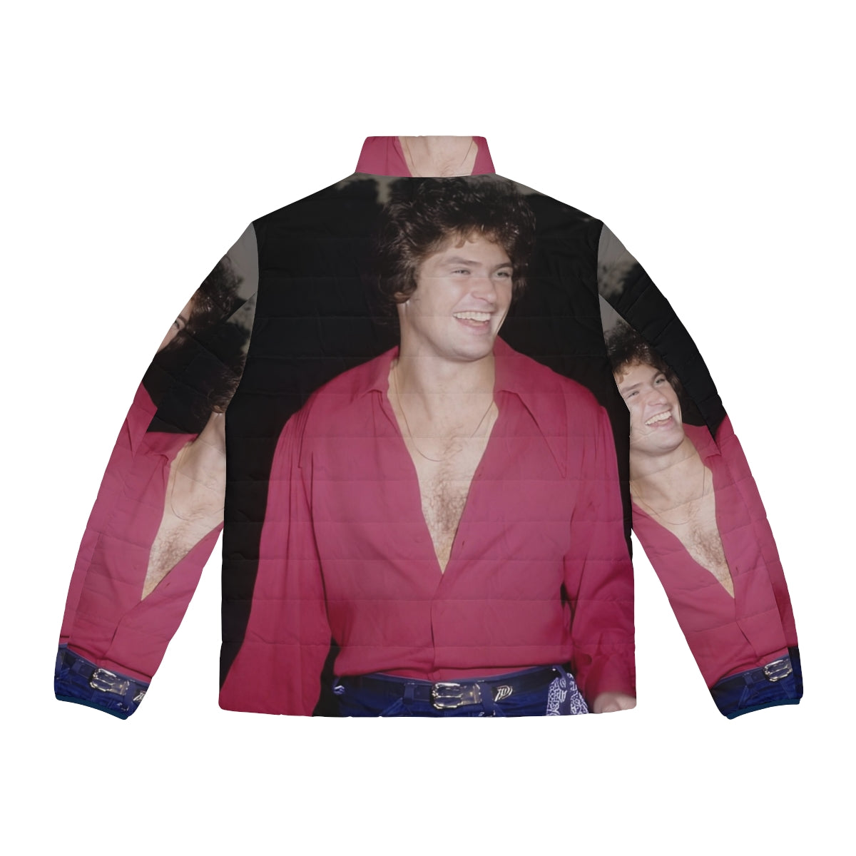 David Hasselhoff wearing a classic puffer jacket, retro celebrity style - Back