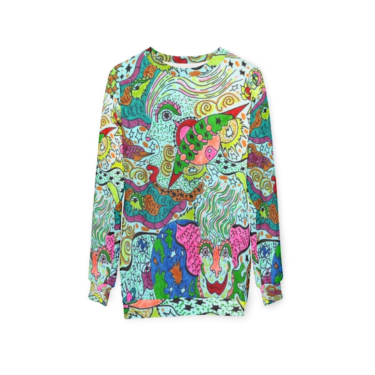 Cosmic visionary angels sweatshirt - hanging