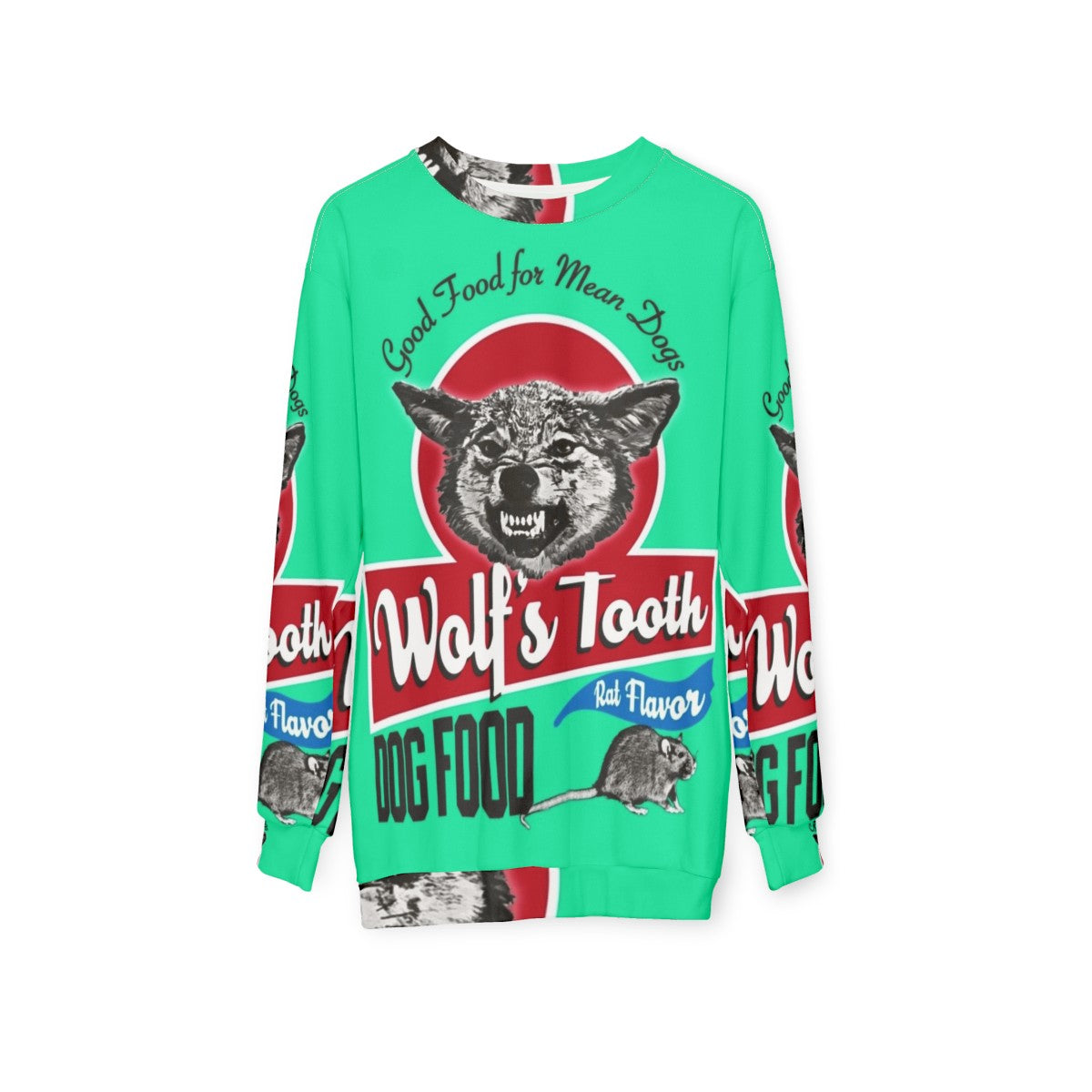 Wolf themed dog sweatshirt with print design - hanging