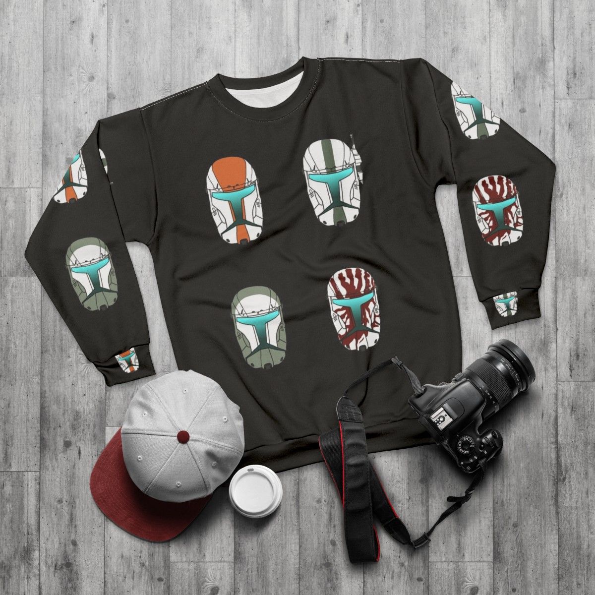 Delta Squad Republic Commando Helmets Sweatshirt - flat lay