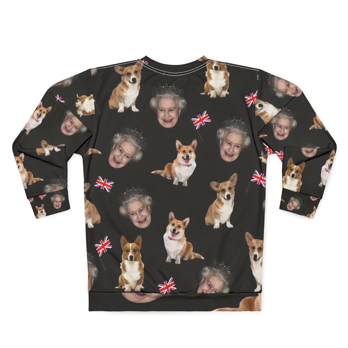 Queen Elizabeth and Corgis Pattern Sweatshirt - Back